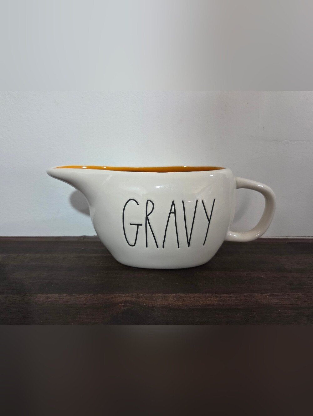 Rae Dunn Gravy Boat - White with Orange Interior